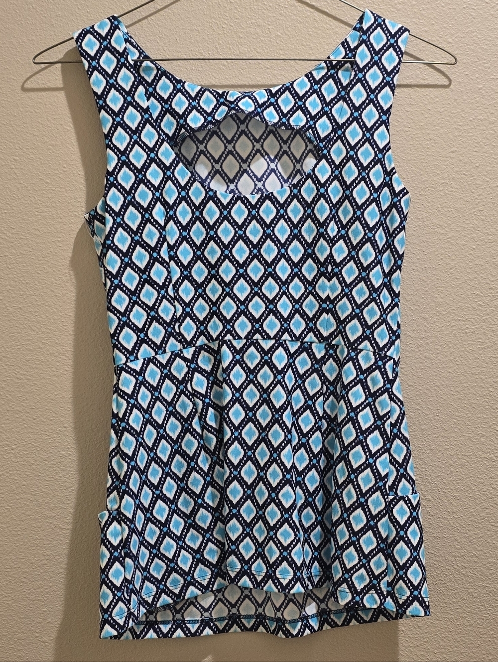 NWOT Jude Connally Millie Blue Diamond Peplum Top Sz XS - Picture 4 of 4